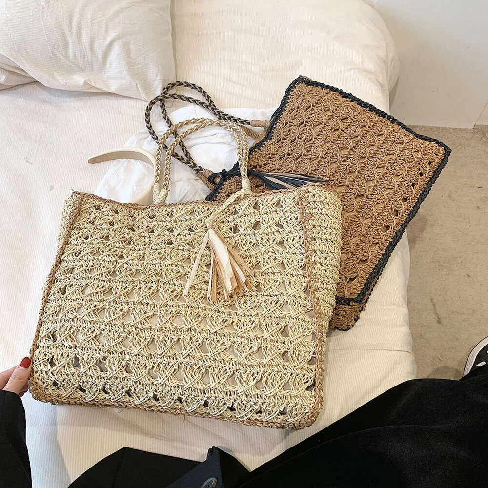 Straw Tote Bags For Women Large Tassel Woven Shoulder Bag Beach ...