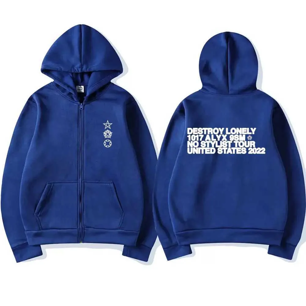 トップス 1017 alyx 9SM destroy cotton hoodie Rapper Destroy Lonely Alyx Zipper Hoodie Mens Fashion Hoodies Men