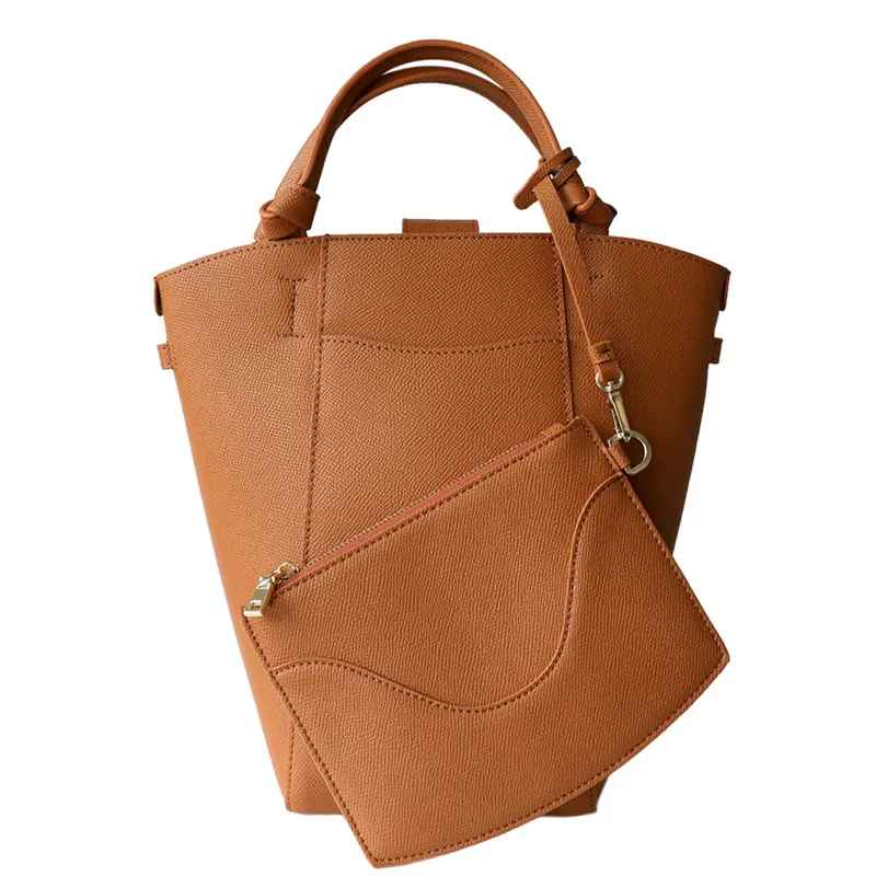 Extra Large Leather Tote: Genuine Leather Bucket Bag With Niche