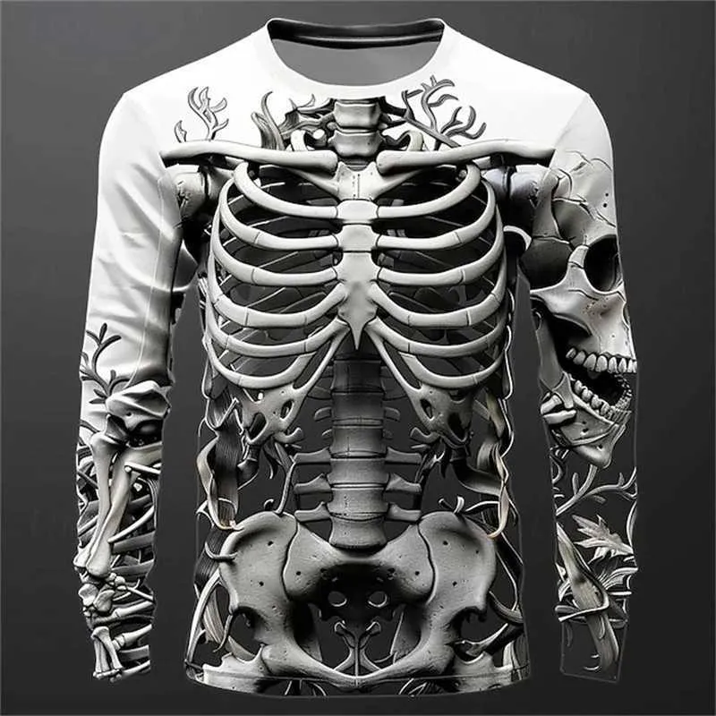 Camiseta De Manga Corta Para Hombre, Cuello Redondo Con Estampado De Calavera, Retro, Gótico, 3D, Letras, Terror, Camiseta Deportiva, Camiseta Deportiva, Estampado De Calavera, Camiseta De Halloween