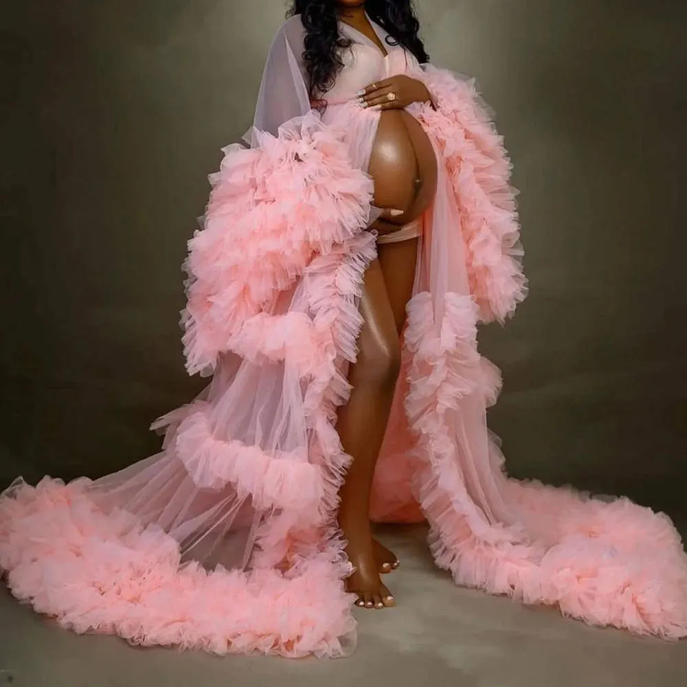 Evening Gown Maternity Ruffled Bathrobe Dress: Sheer... From Meetwedding,  $75.44 | DHgate.Com