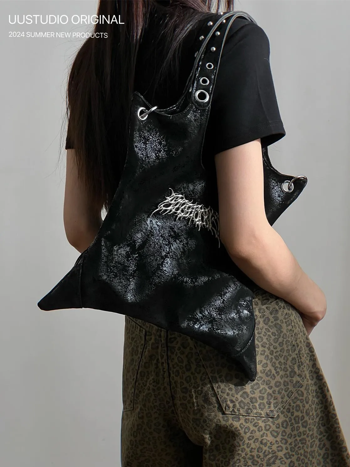 JIAERDI Y2k Gothic Dark PU Leather Lightweight Shoulder Bag With 