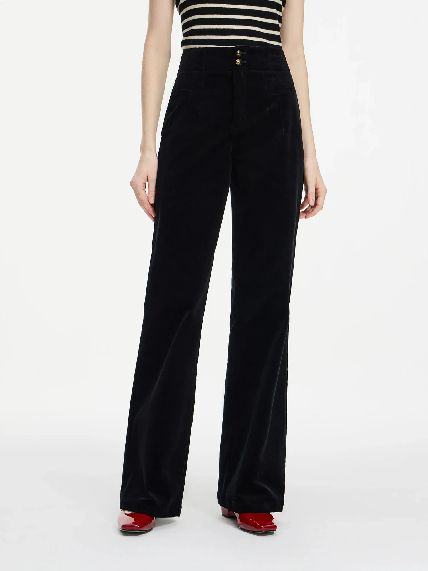 パンツ 00s old black corduroy 2tuck wide pants Corduroy Harem Pants: Women's Autumn Retro Wide Leg Trousers