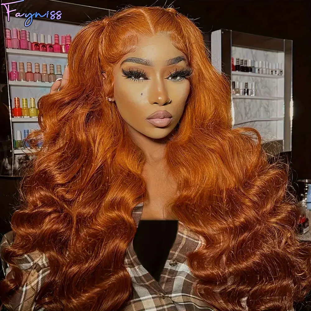 Ginger Orange Body Wave HD Lace Frontal Wig 13x4 180% Human Hair  Transparent Lace