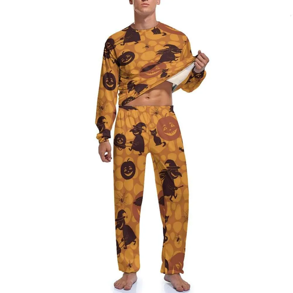 Autumn Halloween Symbols Two Piece Pama Set For Men Long Sleeve Graphic Home Lounge Suit Men By Happy Haunts From Home001c 28.31 DHgate.Com Better Than Old Navy