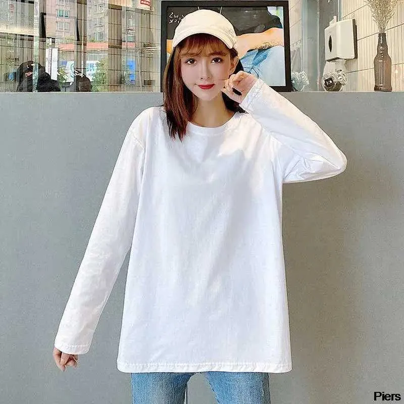 Comfortable Cotton Long Sleeve Tee Womens Loose From