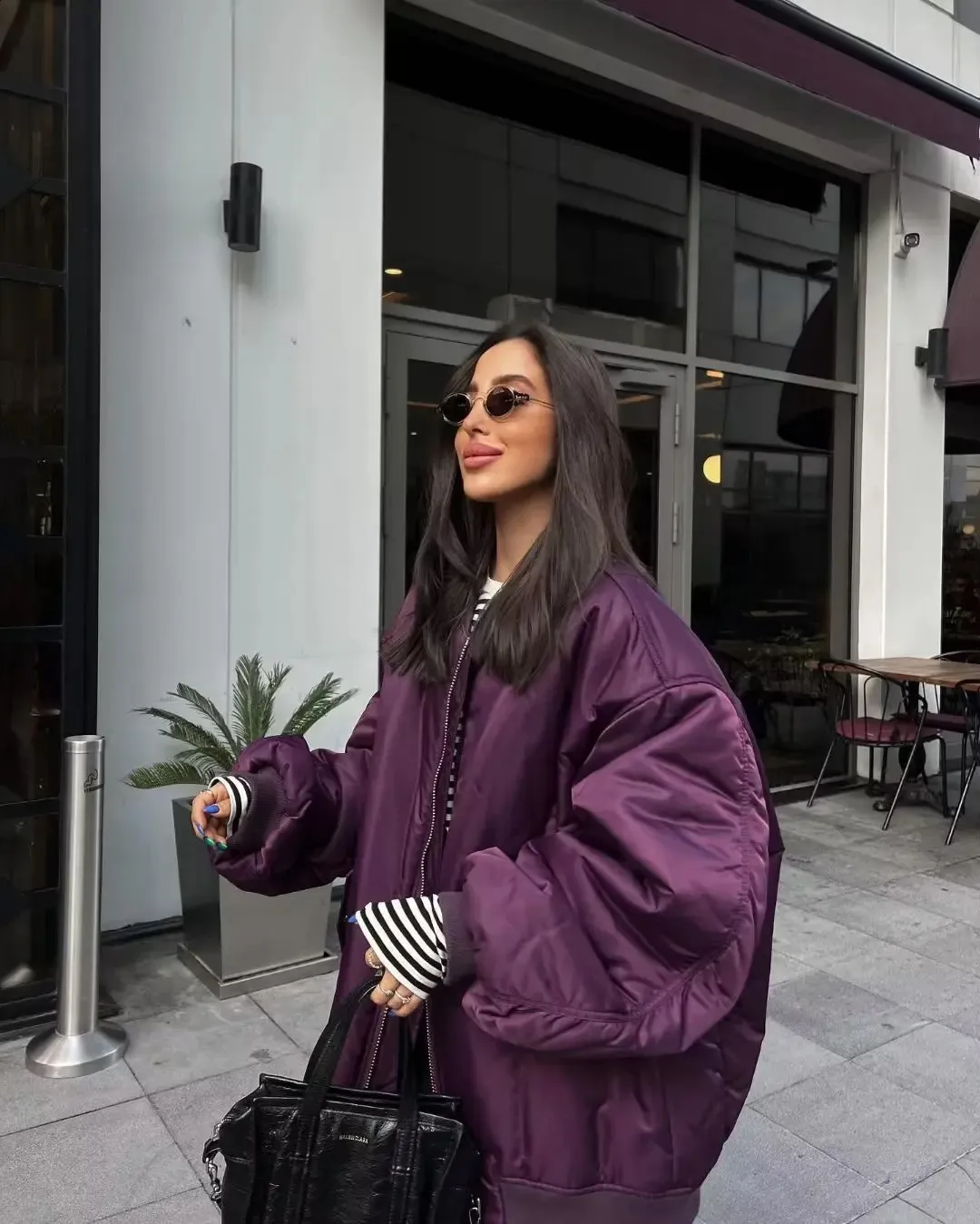 DHgate.com:Oversized Bomber Jacket for Women - Stand Collar DHgate.com:Oversized Bomber Jacket for Women - Stand Collar