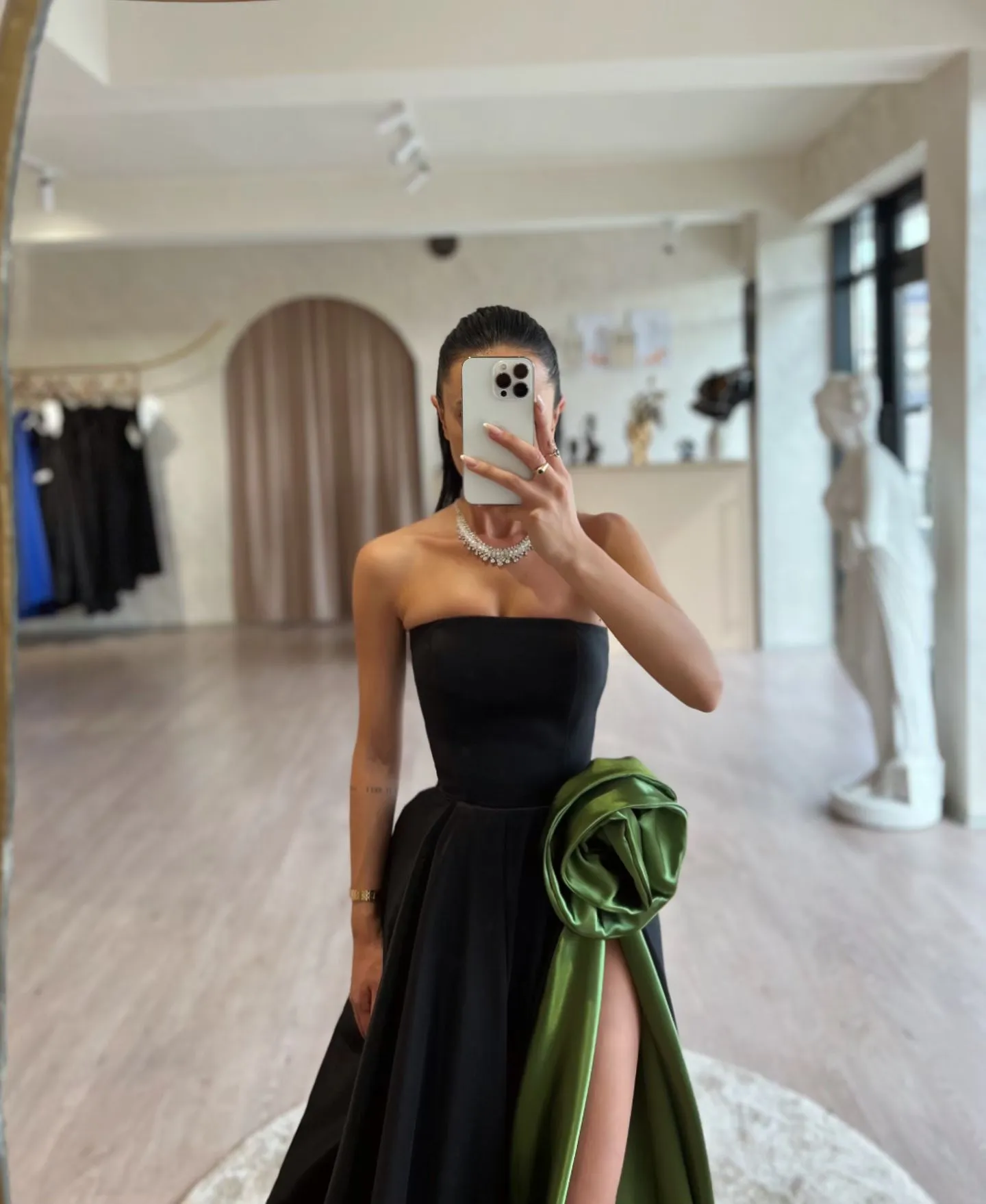 emerald green strapless puffy midi tulle dress Milla Women's Strapless Puffy Midi Tulle Dress