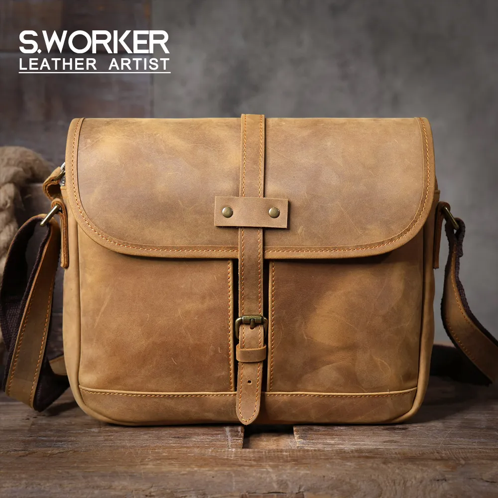 Natural leather messenger bag hot sale