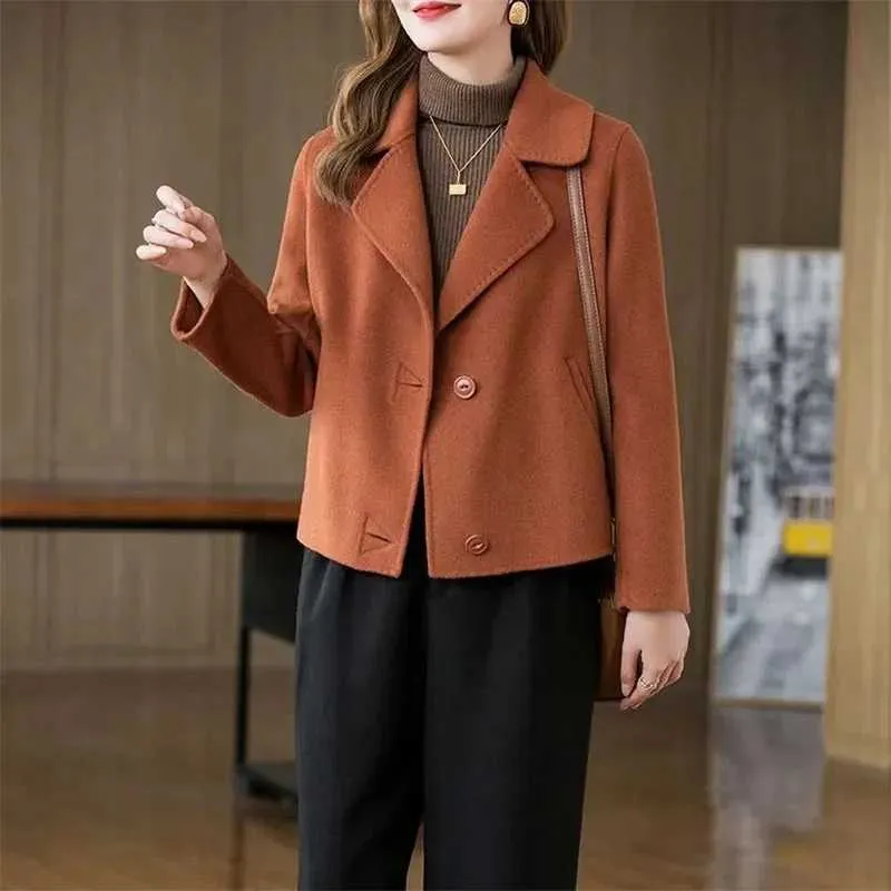 Fashion Design Womens Wool Coat Double Sided Casual Jacket Korean