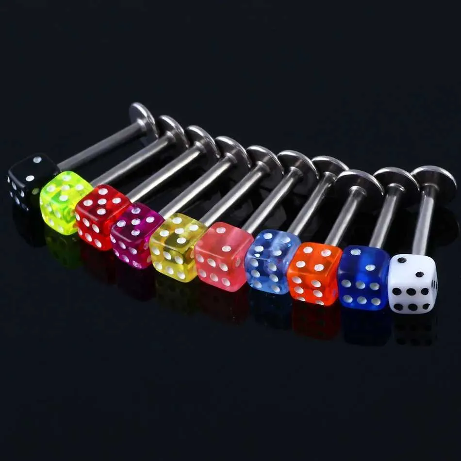 Acrylic Candy Color Lip Piercing Set - 16G Labret Tragus Earbone Studs ...