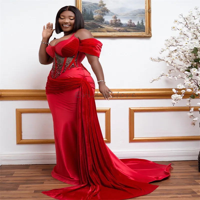 red dress with bling Elegant Red Mermaid Prom Dress with Rhinestone,DS4530 DSProm