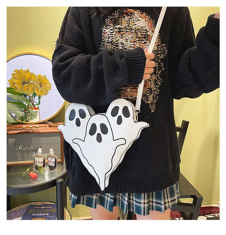 Mini Ghost Backpack Purse with Zipper Shoulder Bag Daypack Cute Skull Halloween spirit halloween ghostface bag - TikTok Shop main image 2