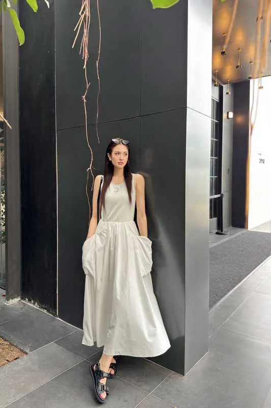 Basic Casual Maxi Dress with Empire Waistline Sleeveless Cotton Midi Skirt  for Women from Dhgate Basic & Casual Dresses - price 77.29