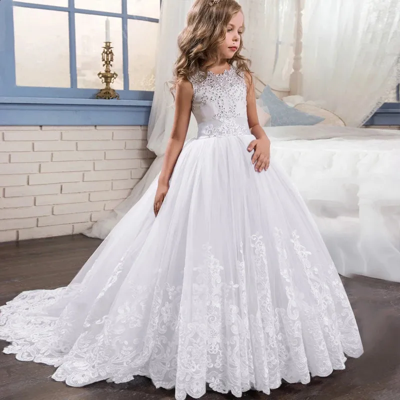 Wedding Dresses Sticky Lace Dress White Bridesmaids Kids Elegant