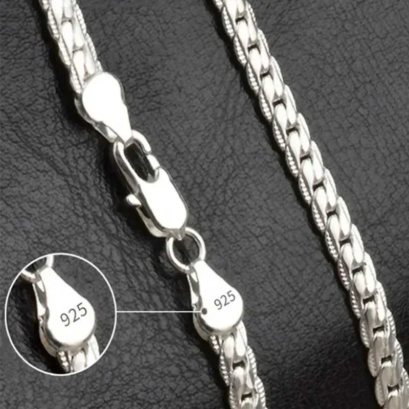 925 Sterling Silver 6MM Fl Side Chain Necklace From