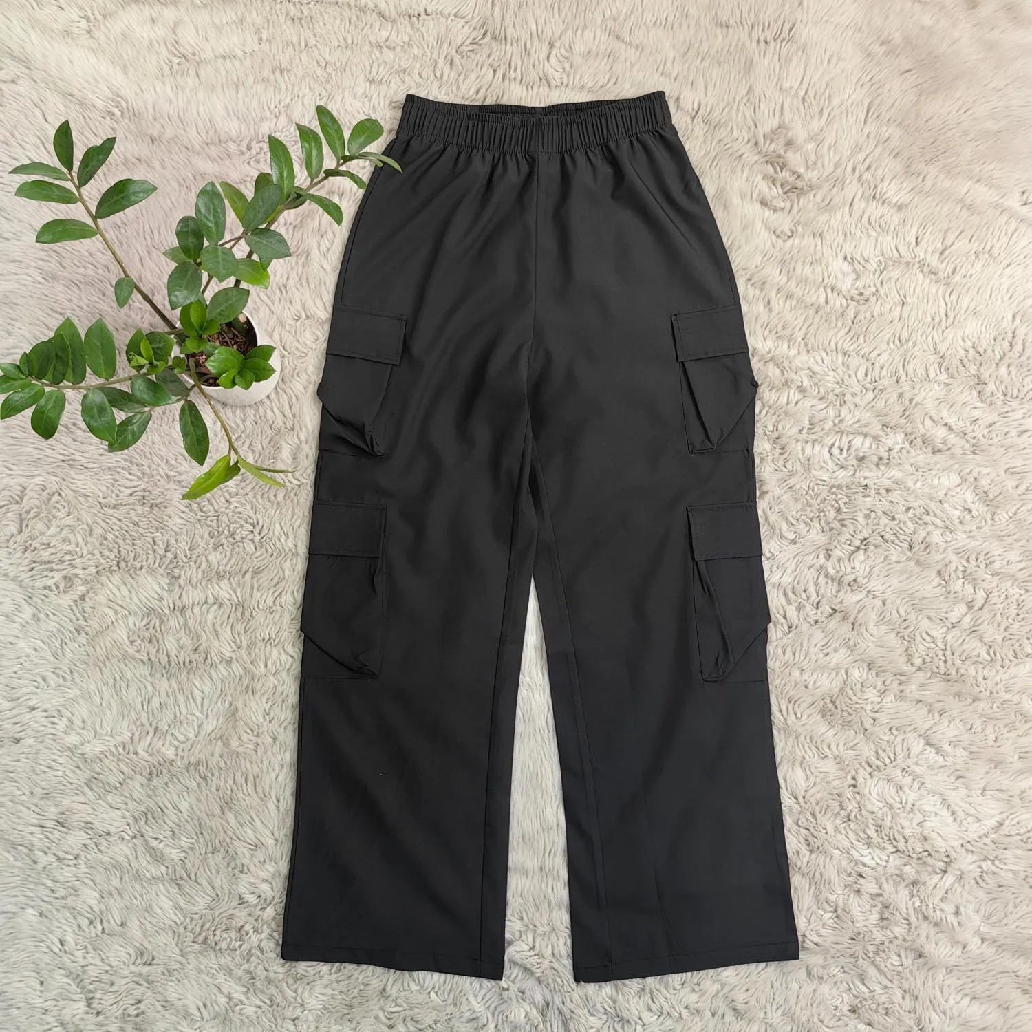 Women's Designer Cargo Pants With Pockets, Elastic Waist, And Wide Leg Casual High Waisted Cargo