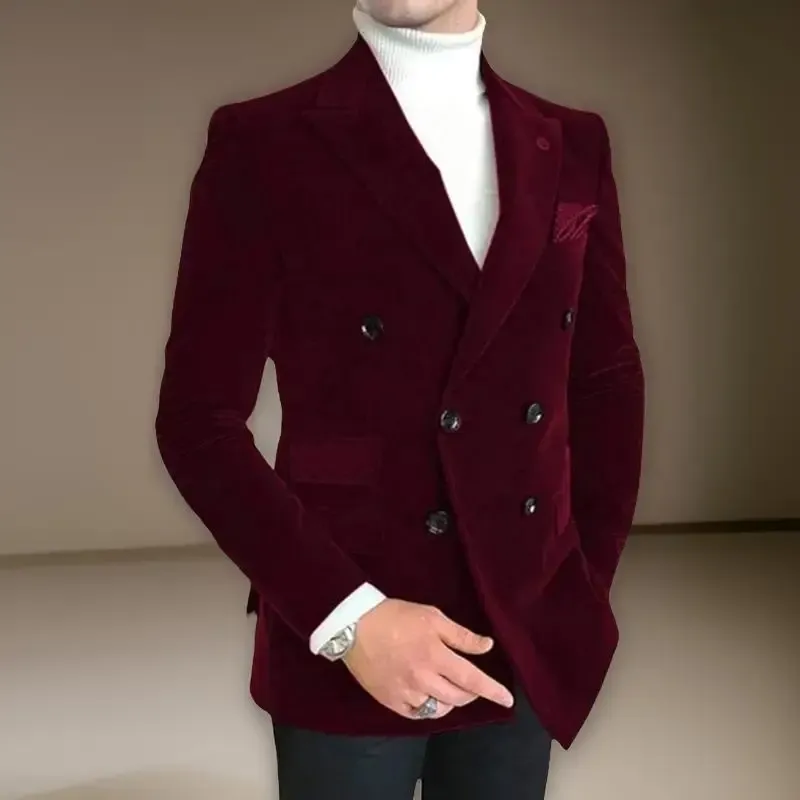 Veste De Costume En Velours Côtelé Pour Homme - Blazer Sportif Moderne Coupe Droite 2 Boutons Style Décontracté