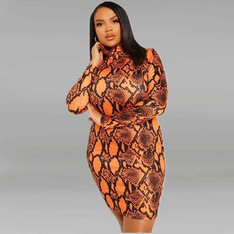 Save Big on Bulk Xl Dresses For Sale Wholesale Ladies Clothing Plus Size  Mini Dress: Long Sleeve Snake Print Casual Outfit, Available In XL 5XL  Best