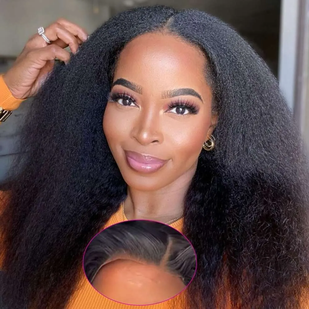 Brazilian Yaki Straight Lace Front Human Hair Wig: 4x4  display picture 3