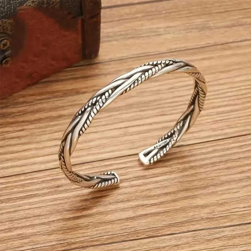 Antique Sterling Silver Open Twist Bracelet for Men & Women