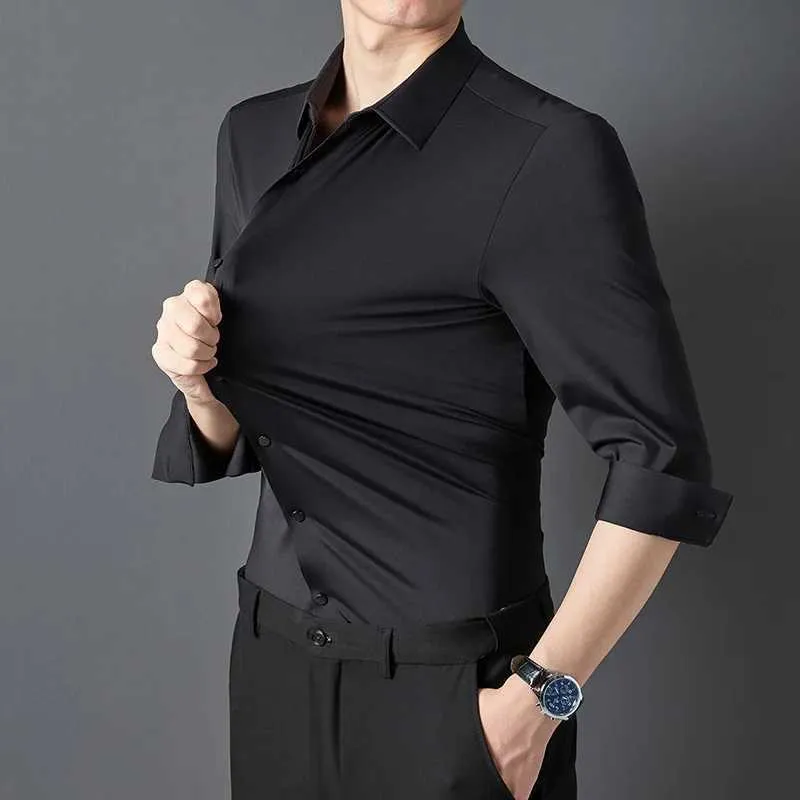 Men's Slimming Long Sleeve Anti-Wrinkle shirt with t shirt - 2023 New Elastic for Social Business - White CL240926 Men's Slimming Long Sleeve Anti-Wrinkle shirt with t shirt - 2023 New Elastic for Social Business - White CL240926
