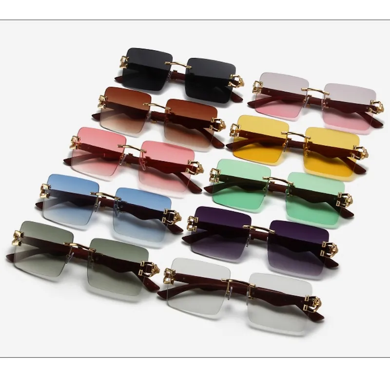Square Rimless Sunglasses with Metal Frame and Double  display picture 1