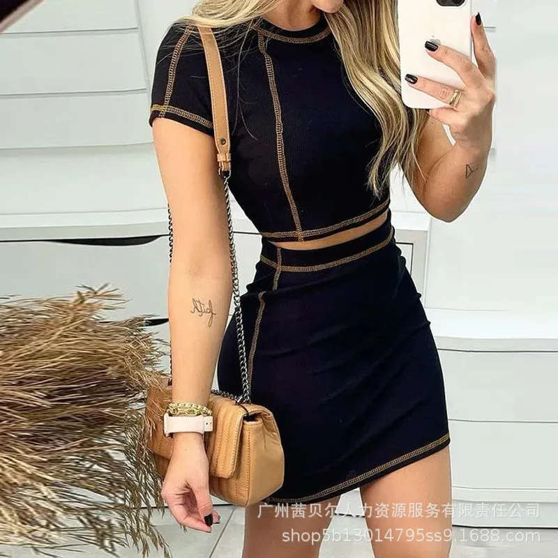 Womens Two Piece Dress Sets Sleeveless Vest Top and Short A-Line Skirt Black  Casual Daily Outfit from Dhgate Two Piece Dress - price 42.37