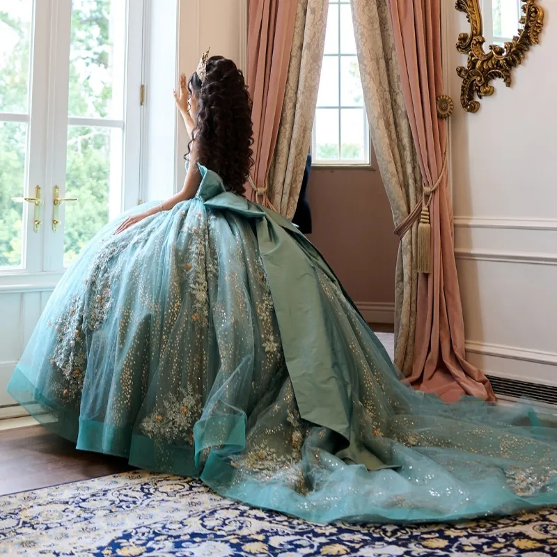 glitter turquoise dress Charming One-Shoulder Turquoise Sequin Keyhole Long Prom Dress with Sl –  Anniebride main image 0