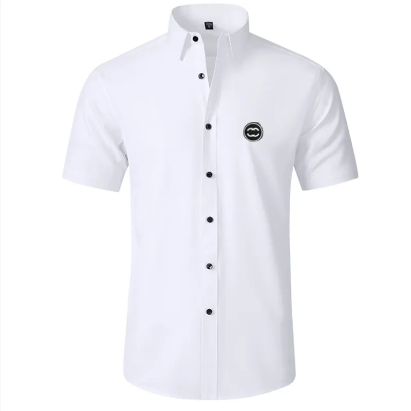 sleeveless flared skirt dress Mens Modern Stretch Breathable Short Sleeve Dress Shirts Mens Slim Fit Casual Business Button Down Formal Shirt main image 1