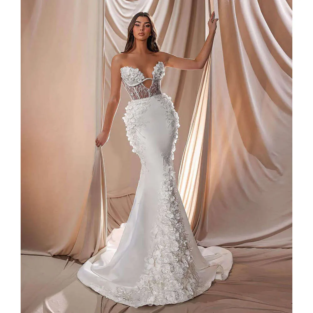 knee length dresses for ladies Long-Sleeve Beaded Illusion Wedding Dress with High Neck main image 1