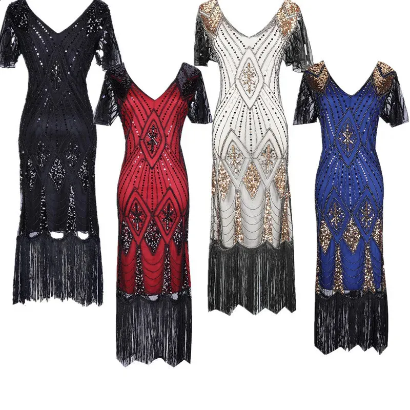 Womens 1920s Great Gatsby Flap Glitter Edge Midi Dress V-Neck Latex  Halloween Costume from Dhgate Theme Costume - price 89.9