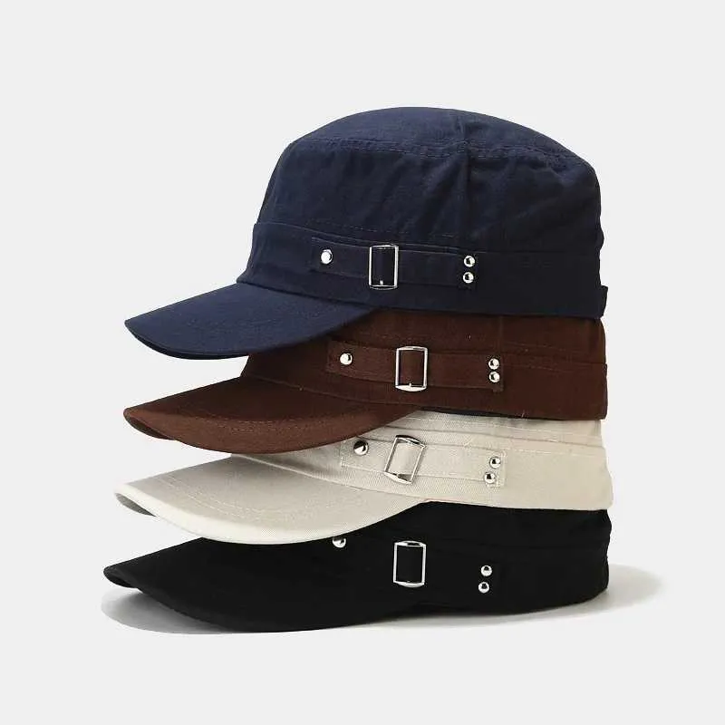 Men\'s Vintage Flat Top Hat Washed Cotton Caps 2 Pack Men main image 2