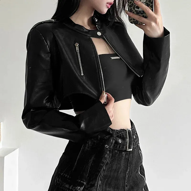 Goth Dark Zipper Cyber Gothic Y2K Crop Jacket  From Zara04