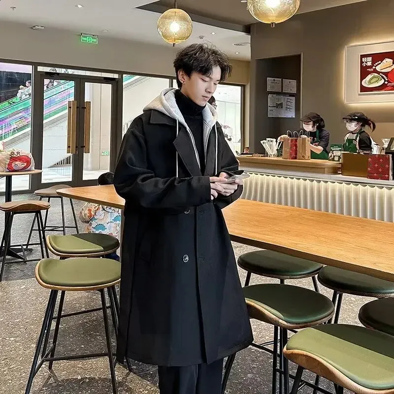 OAMC 14FW 1stコレクション HOODED OVERCOAT コート Men's Fleece Lined Hoodies Single Breasted Trench Coat Fake 2