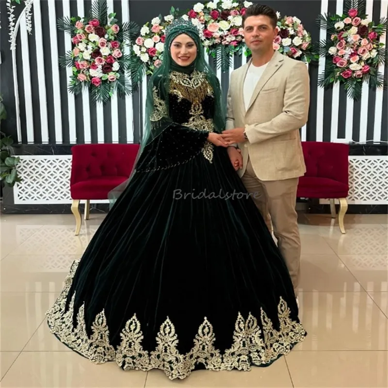 muslim wedding dress green Serene Hill Muslim Green Mermaid Detachable Skirt Lace Beaded Bride Gowns Wedding Dress 2025 High End Custom Made HM67496 Green / Custom Size / Floor