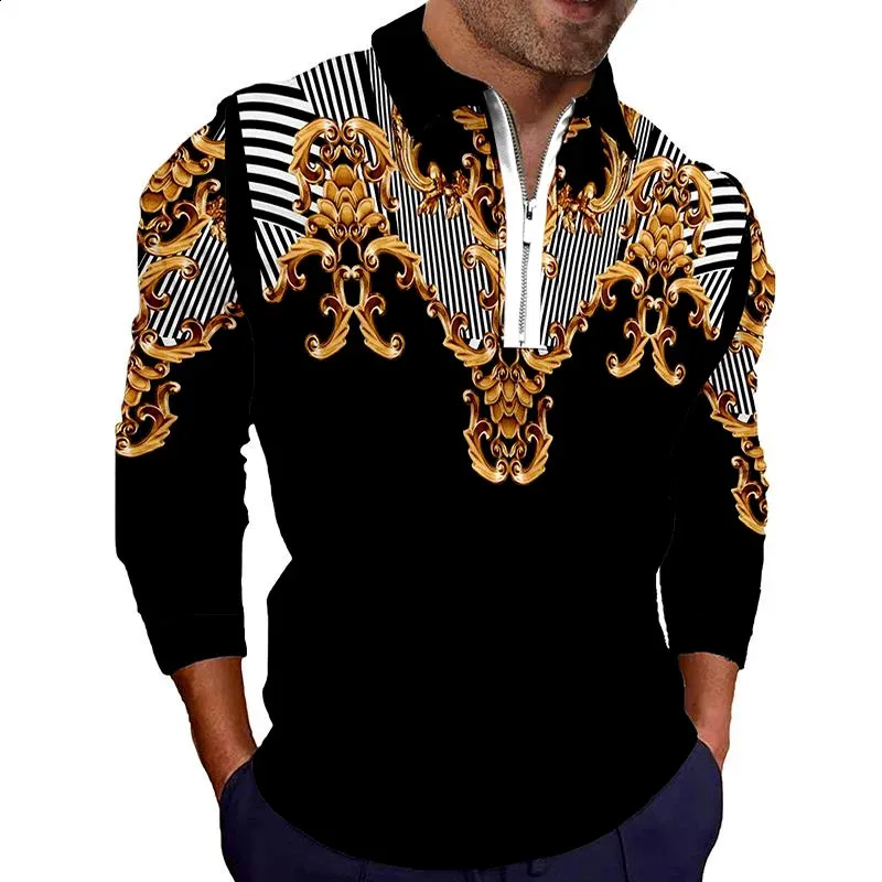 Mens Long Sleeve Zipper Polo Shirt Casual 3D From Zara04, $9.95