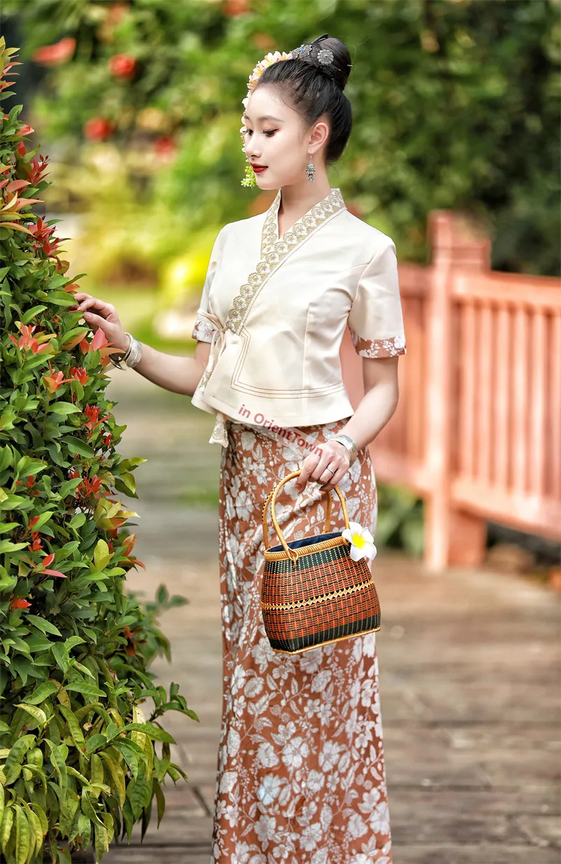 Laos Burma Cambodia Dai Ethnic Water Sprinkler Festival Dress - Women's  Short Sleeve Top & Skirt Set from Dhgate Stage Wear - price 58.18