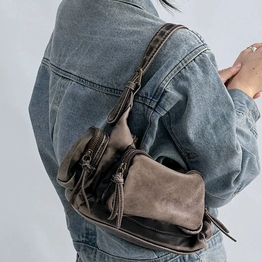 DHgate.com:Black Vintage Denim Punk Shoulder Bag - Grunge