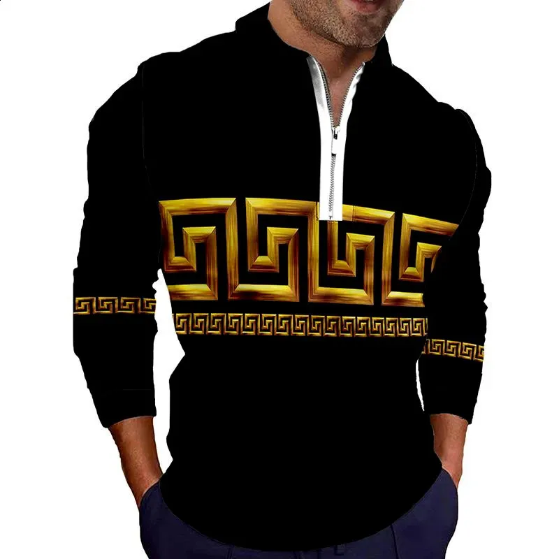 Mens Long Sleeve Zipper Polo Shirt Casual 3D From Zara04, $9.95