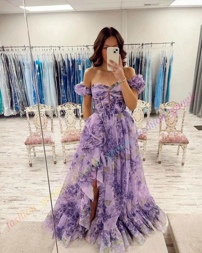 Floral organza prom dress 2025