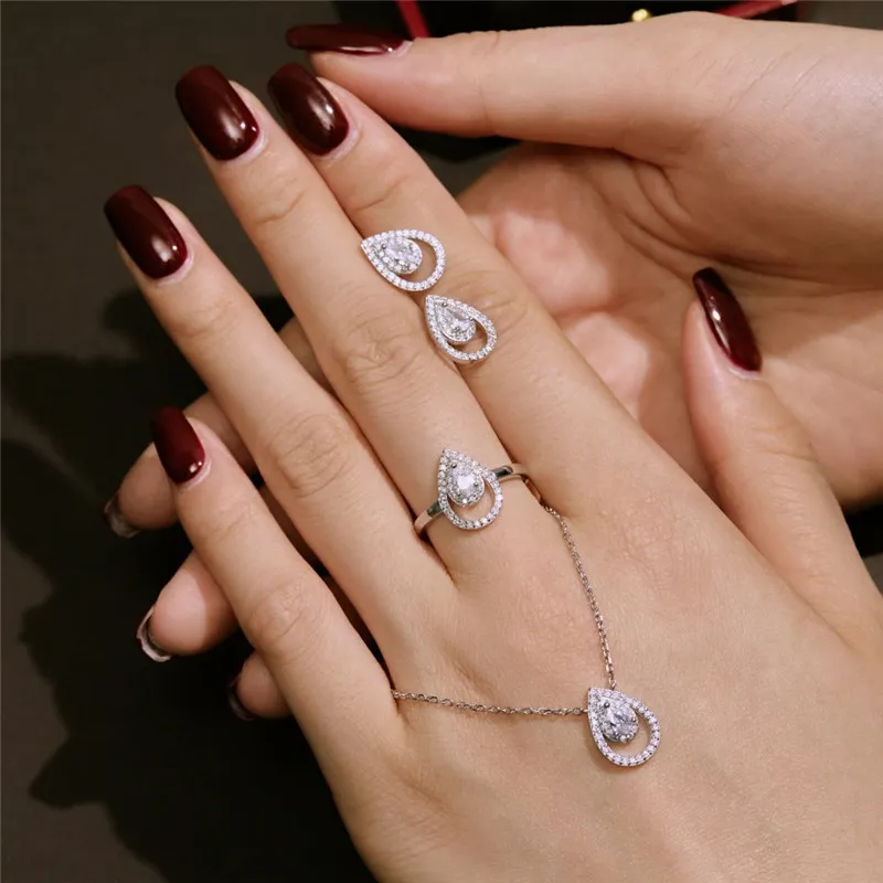 女性用の豪華なピンクダイヤモンドデザイナージュエリーセット女性用  