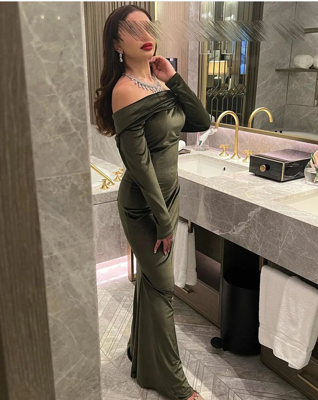 chinese dress ladies Elegant Sheath Olive Green Prom Dresses Long Formal Dress P1115 –  PreppyDress main image 1
