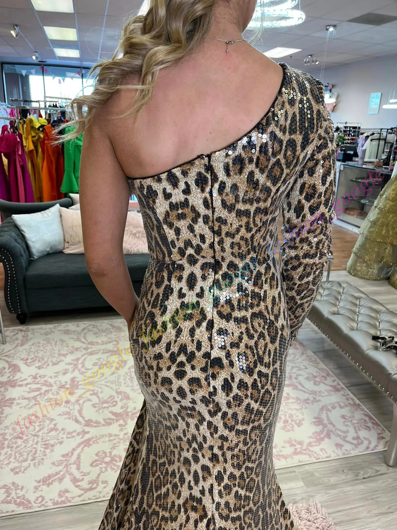 Leopard Print Asymmetrical Sequin ladies birthday...