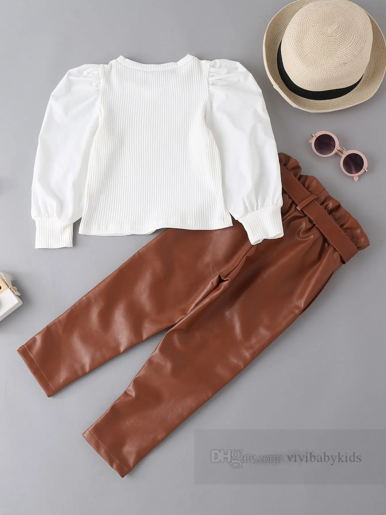 2024 Frühling Mädchen Prinzessin Kleidung Sets Kinder Puff Ärmel Bluse ...