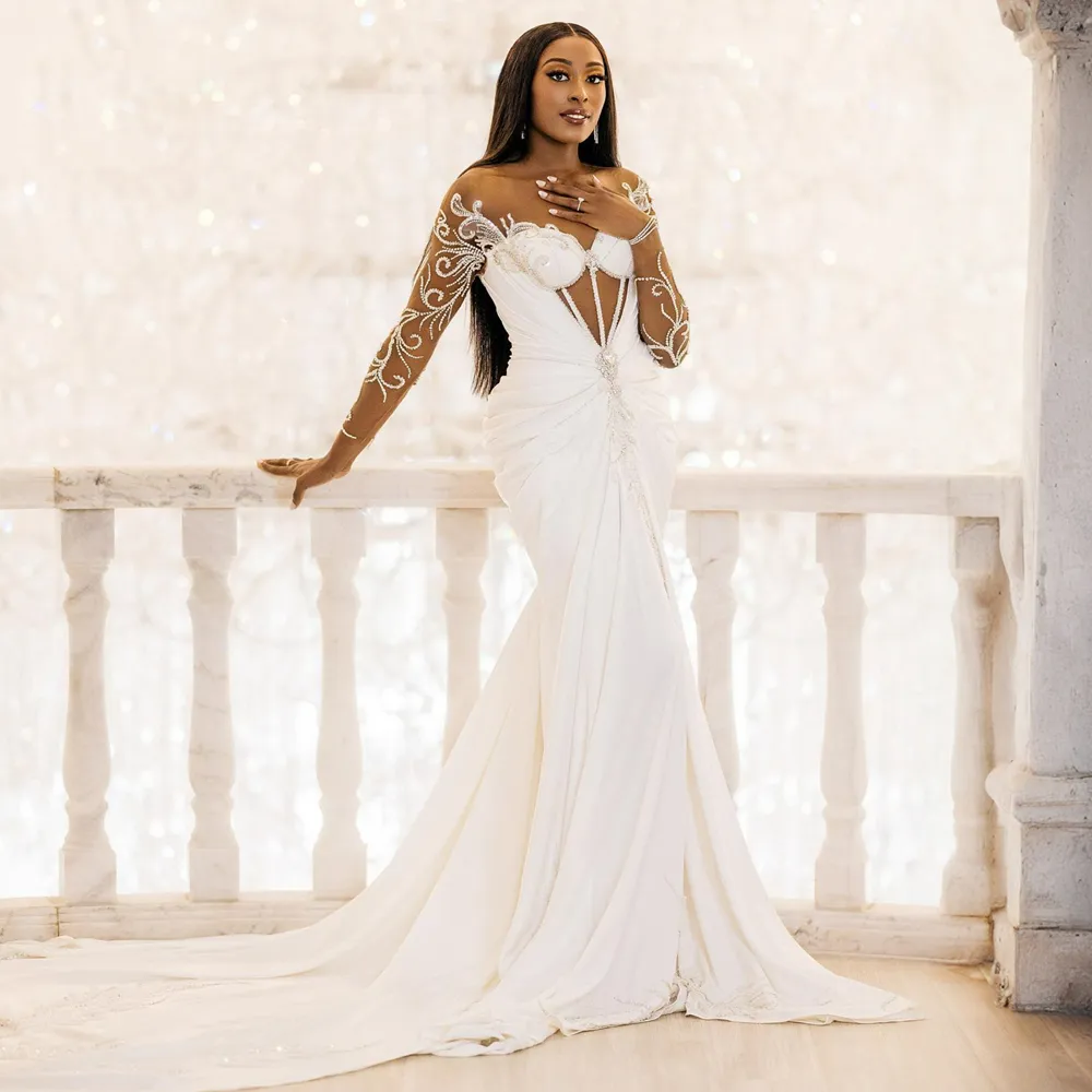 sachin and babi light blue dress Wedding Dresses Mermaid Style: Elegant Ivory Chiffon... From Missboutique,  $355.61
