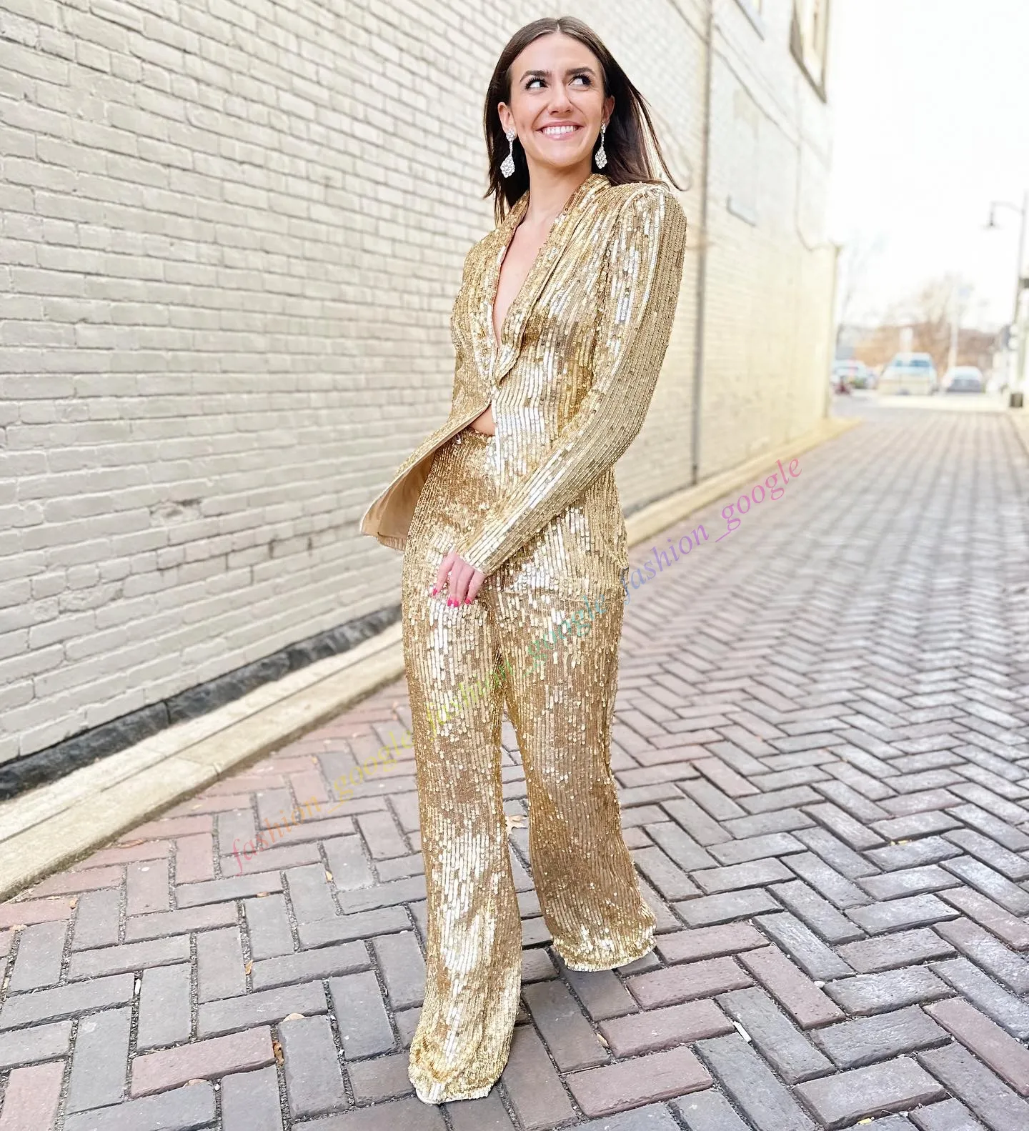 Women s 2 Piece Sequin Blazer and High Waisted Pants Jumpsuit Romper Perfect for Prom Evening Bridal and Special Occasions