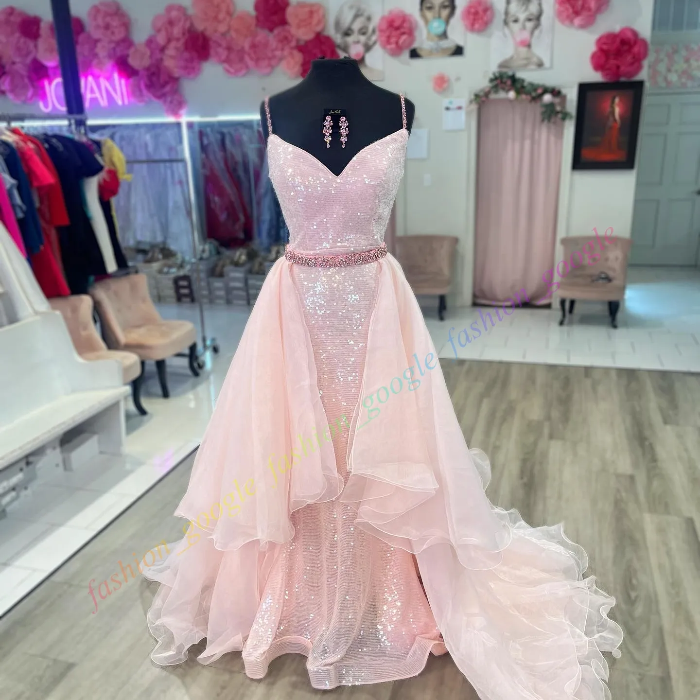 beaded party dress modest Modest Muslim Women’s Luxury Beaded Tulle Evening Dress main image 0