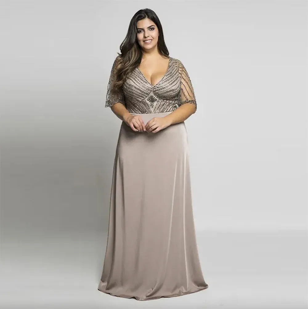 Robe Longue En Velours à Col V – Manches 3/4, Taille Empire, Soirée, Mariage, Fête