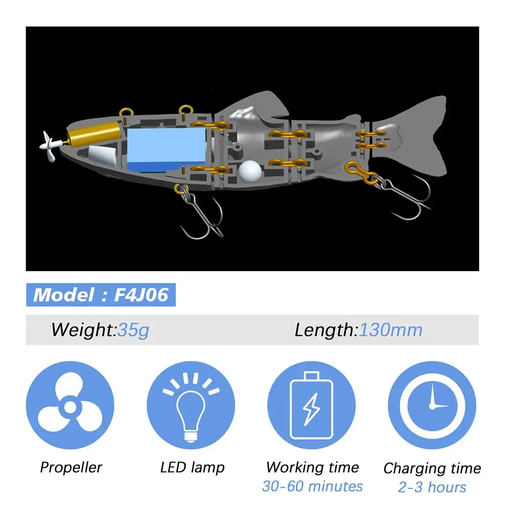 Electric Lure Wobblers For Fishing 4 Segement Swimbait Rechargeable Lure  Crankbait Flashing LED Light Robotic Fishing Lure 240116 From Pong05,  $15.84